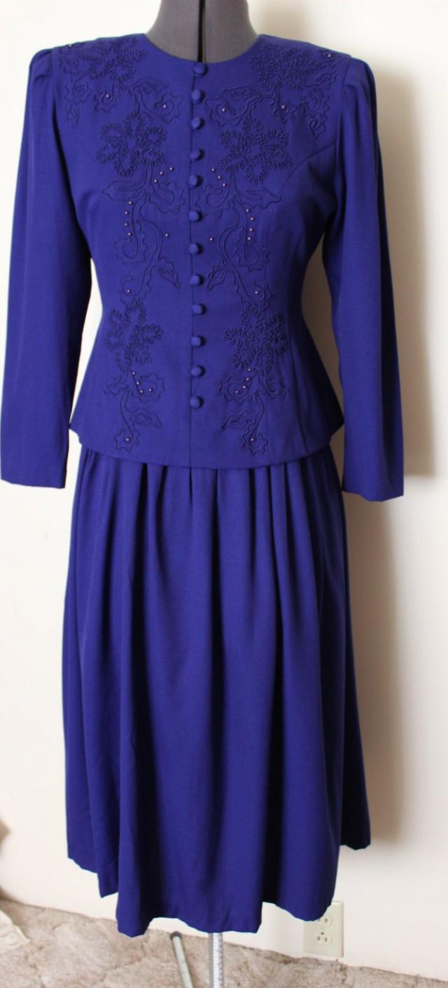 FREE SHIPPING Vintage Mother Of Bride Karin Stevens Royal Blue ...