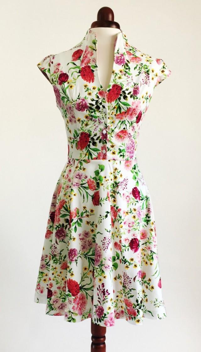 Spring Flower Dress, Floral Dress, Summer Dress, Vintage Style Dress ...