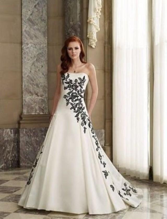 Black And White Wedding Dress Bridal Gown Custom -Size /colour #2547793 ...