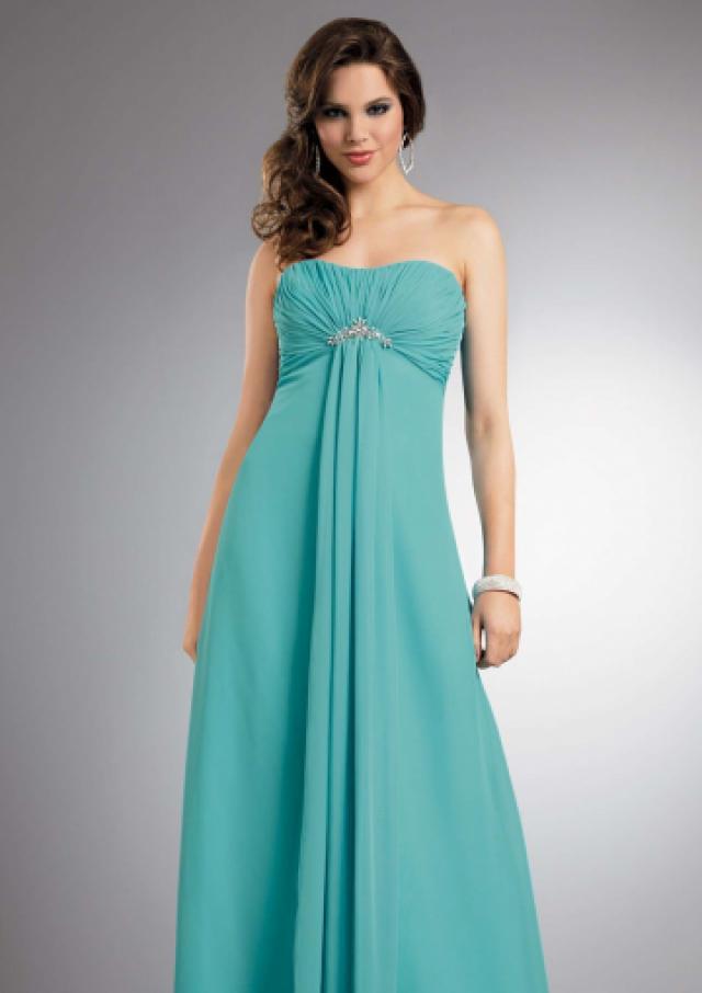 Strapless Blue Sleeveless Ruched Chiffon Floor Length #2548348 - Weddbook