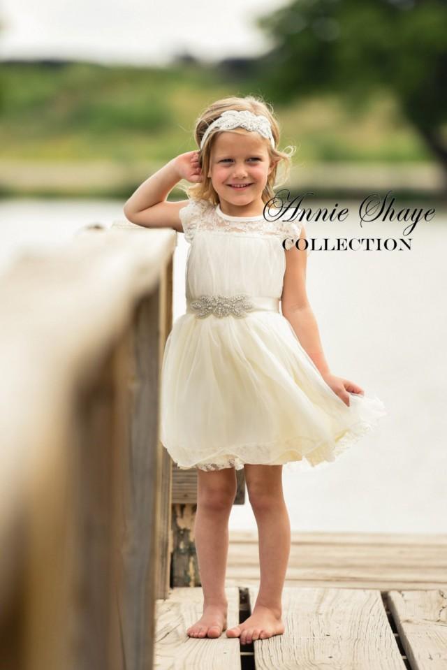 Olivia Dress By Annie Shaye - Flower Girl Dress Ivory, Lace Toddler ...