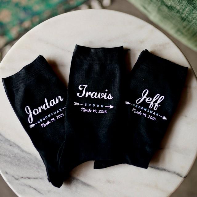Men's Wedding Party Socks - Stylized Groomsmen Gift Custom Printed ...