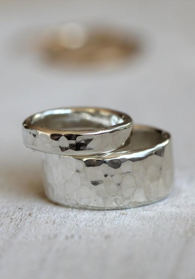 Wedding Ring Set Sterling Silver Hammered Rings #2556821 - Weddbook