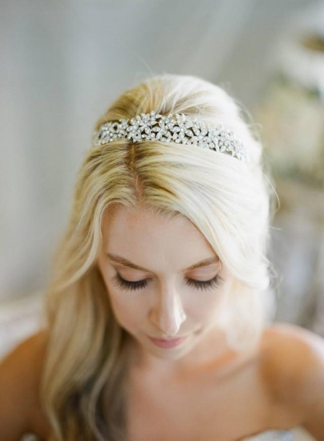 Wide Crystal Floral Bridal Headband, LINA Floral Diamante Wedding Tiara ...