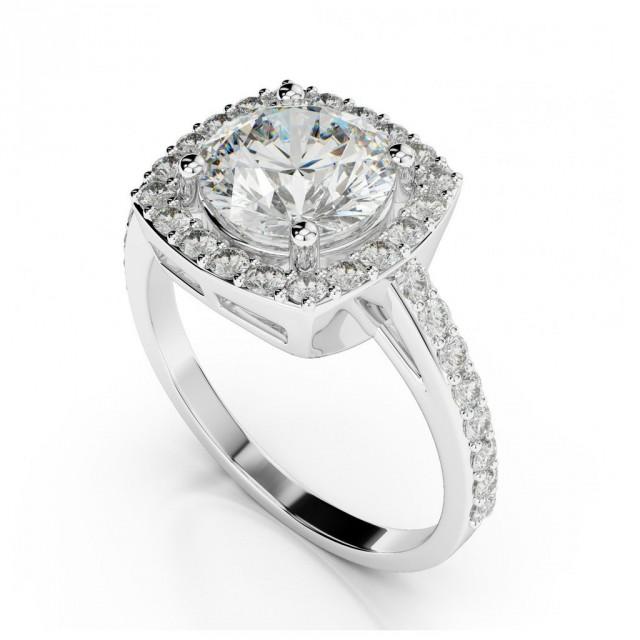 1 Carat Forever One Moissanite & Cushion Diamond Halo Engagement Rings ...