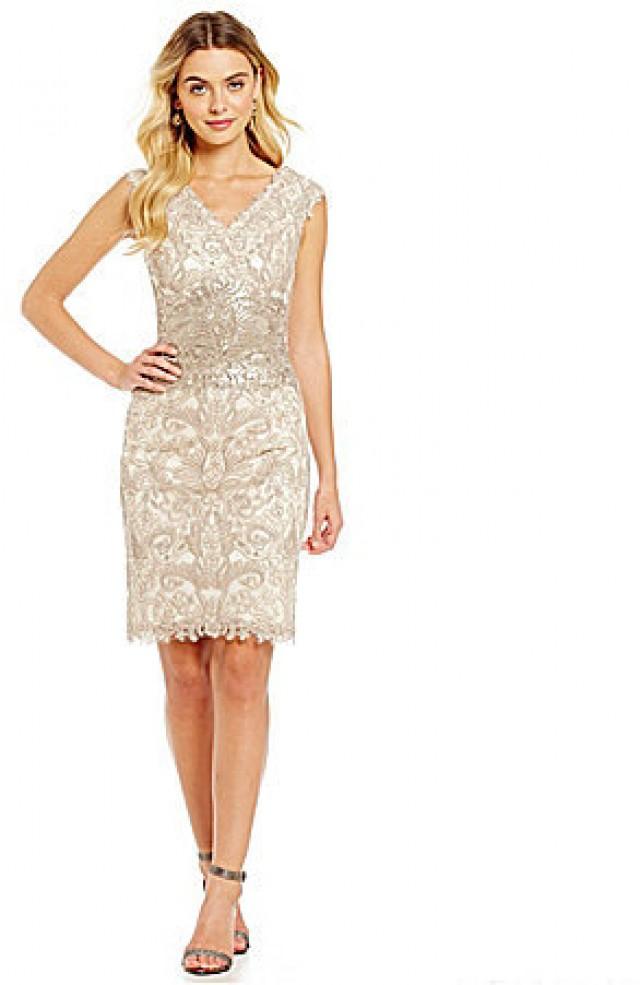 Tadashi Shoji Two Tone Metallic Lace Sheath Dress #2565172 - Weddbook