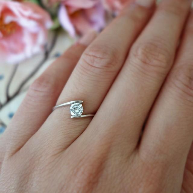 Swirl Ring, Minimalist Ring, 1/2 Ct Solitaire Ring, Simple Promise Ring ...