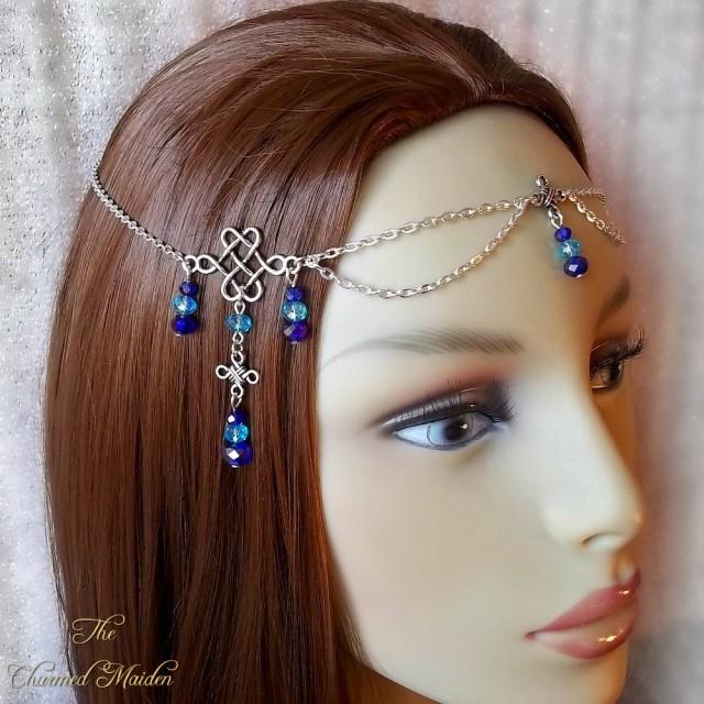 Blue & Silver Renaissance Circlet, Blue Celtic Circlet, Medieval ...