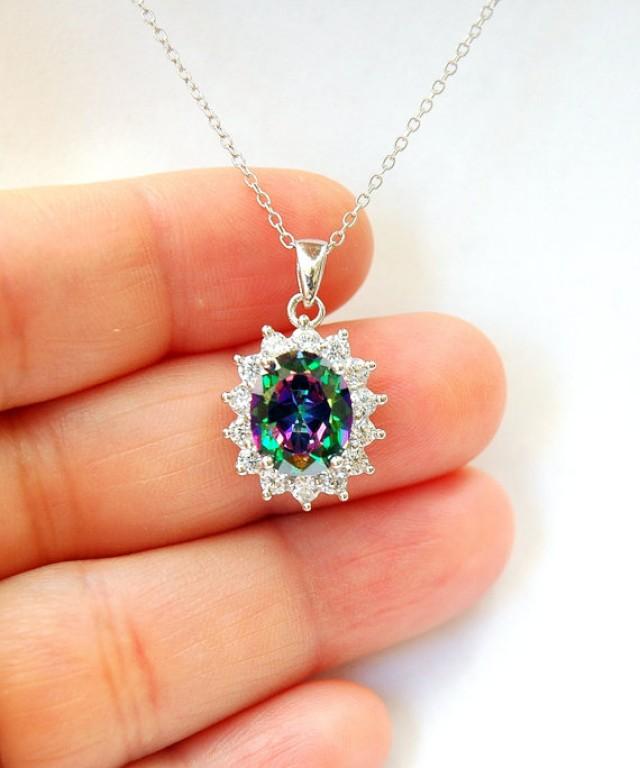 Mystic Topaz Necklace Sterling Silver Rainbow Topaz, Free Shipping USA ...