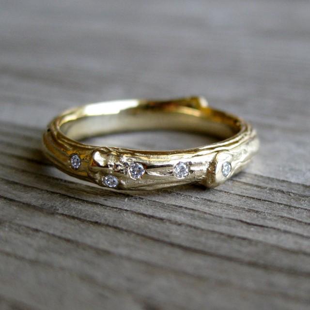 Scattered Diamond Twig Band: Recycled Gold, 3mm Wide Branch #2568436 ...
