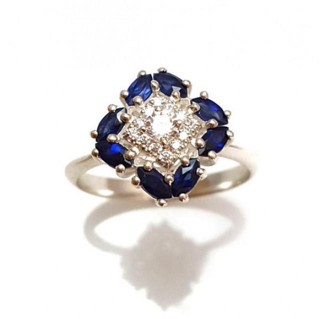 Sapphire Ring, Unique Engagement Ring, Antique, Vintage, Art Nouveau ...