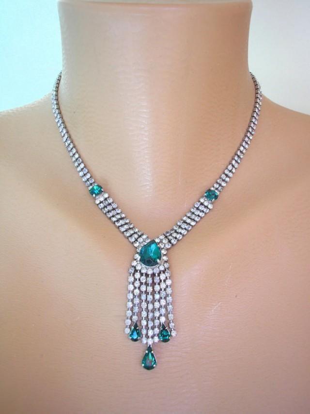 Emerald Necklace, Great Gatsby Jewelry, Art Deco, Tassel Necklace ...