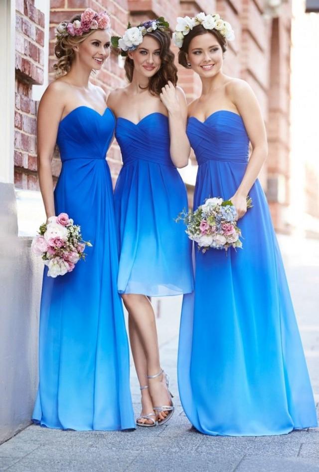 Ombre Bridesmaid Dress Different A Line Royal Blue Ombre Short Long ...