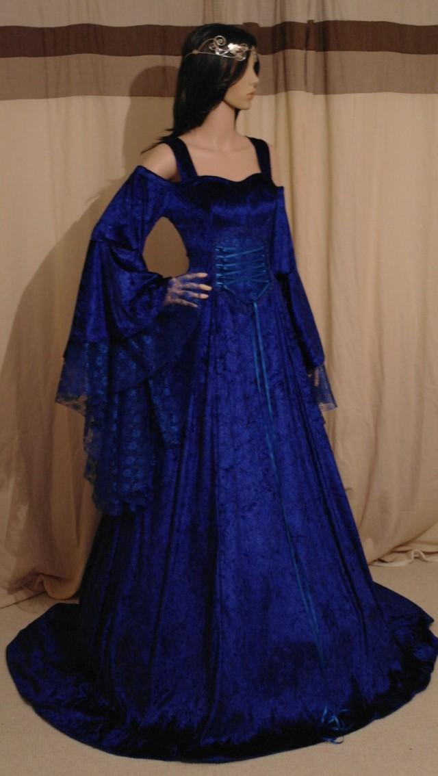 Royal Blue Wedding Dress, Renaissance Dress, Handfasting Dress, Fantasy ...