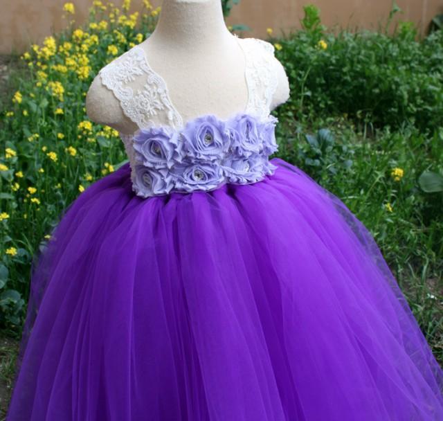 Flower Girl Dress Purple Lace Tutu Dress Baby Dress Toddler Birthday ...