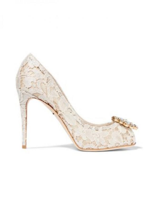 DOLCE & GABBANA CRYSTAL-EMBELLISHED CORDED LACE AND MESH PUMPS #2580722 ...