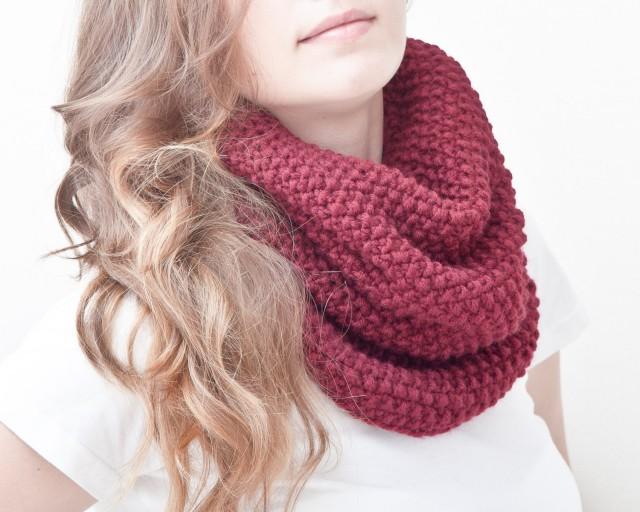 Red Chunky Scarf Collar Scarf Red Knit Scarf Girlfriend Gift Red ...