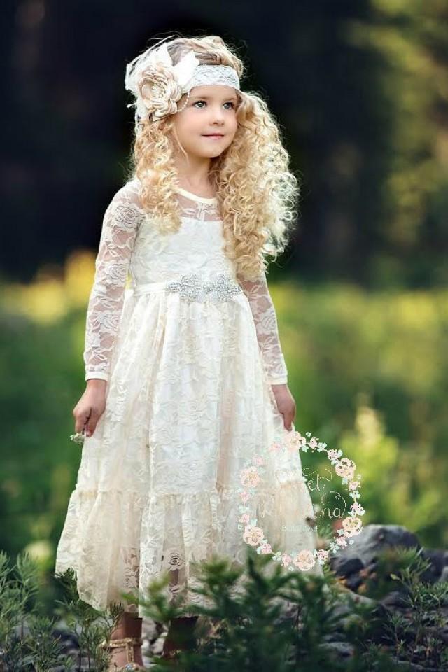 Flower Girl Dress, Girl Lace Dress, Country Lace Dress, Ivory Lace ...
