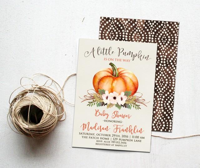 Little Pumpkin Fall Baby Shower Invitation Printable, Autumn Invite ...