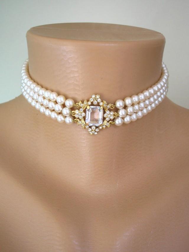 Pearl Choker, Pearl Necklace, ROSITA Pearls, Great Gatsby, 2 Strand ...