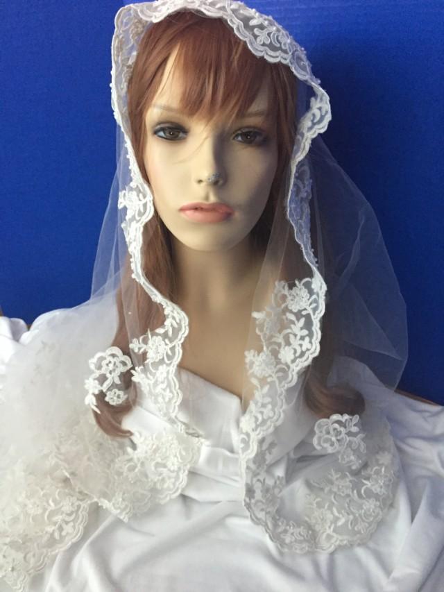 Ivory Bridal Mantilla Bridal Veil Ancelon Lace Floating Veil #2593820 ...