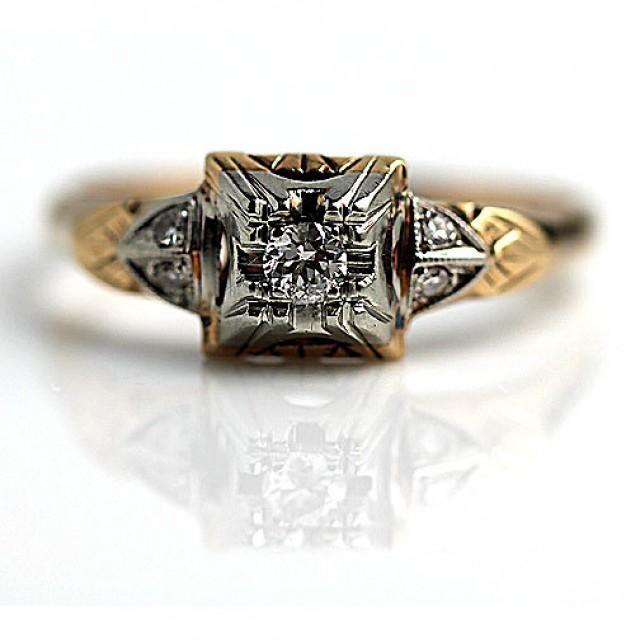 Antique Engagement Ring Rose Gold .16ctw Old European Cut Diamond ...