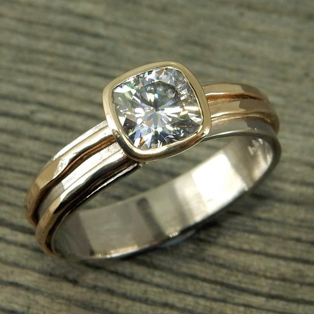 Moissanite Wedding Ring - Forever Brilliant Moissanite, Recycled 14k ...