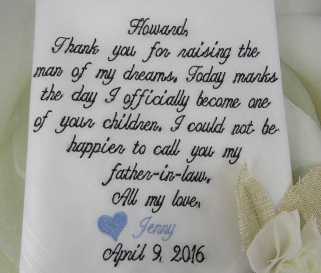 wedding gift for father of the groom wedding gift from bride embroidered wedding handkerchief thanks for welcoming me into your family
