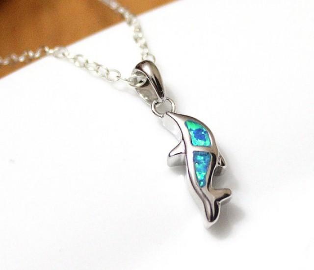Blue Opal Dolphin Pendant, Dolphin Necklace, Opal Dolphin, Beach ...