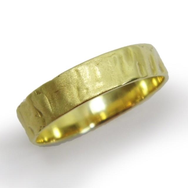 Matte Textured Wedding Band. 14k Yellow Gold Wedding Band. Unisex ...