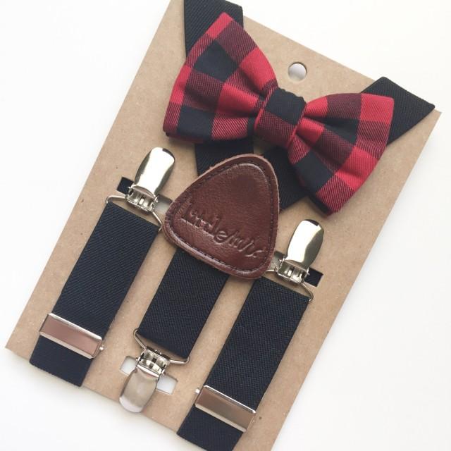 Baby Bow Tie And Suspenders, Toddler Bow Tie And Suspenders, Buffalo ...