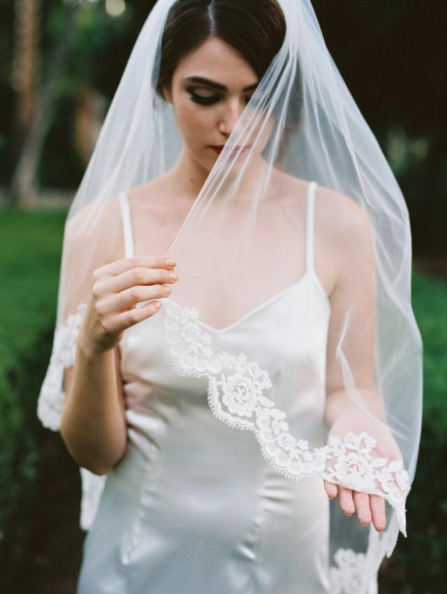 Nicole, Corded Lacel Veil, Cathedral Veil, Lace Veil, Short Veil ...