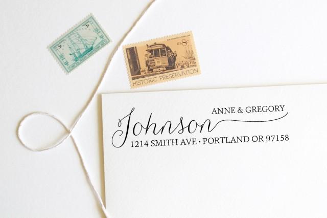 Return Address Stamp With Hand Drawn Calligraphy Last Name, First And ...