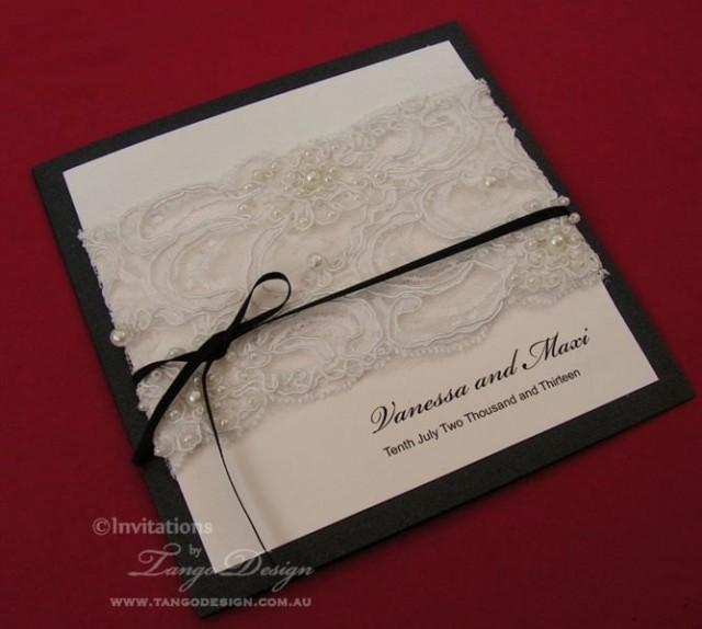 LACE Wedding Invitations. VINTAGE Lace Invitation. Vintage Pearl Lace ...