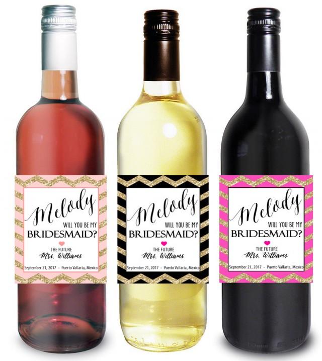 Custom Bridesmaid Proposal Gift - Bridesmaid Wine Bottle Label - Asking ...