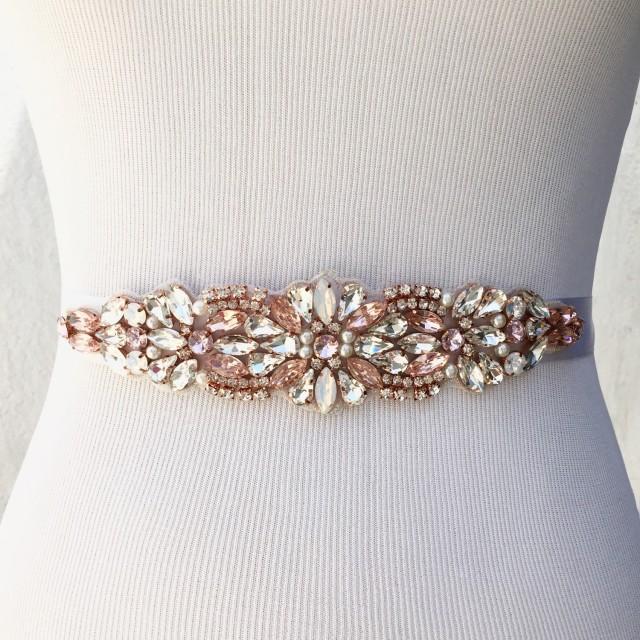 Rose Gold Bridal Sash, Bridal Belt, Wedding Sash, Pink Wedding Belt ...