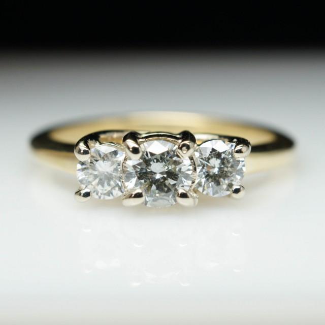 Dainty Vintage Engagement Ring Unique Engagement Ring 3 Stone Diamond ...