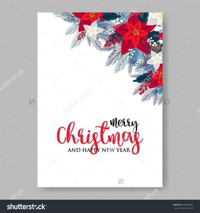 Poinsettia Wedding Invitation Sample Card Beautiful Winter Floral ...