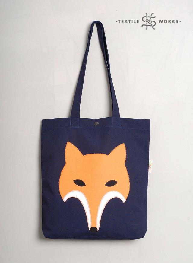 Fox Tote Bag. Handmade Fabric Bag With Fox Applique. Textile Eco Bag ...