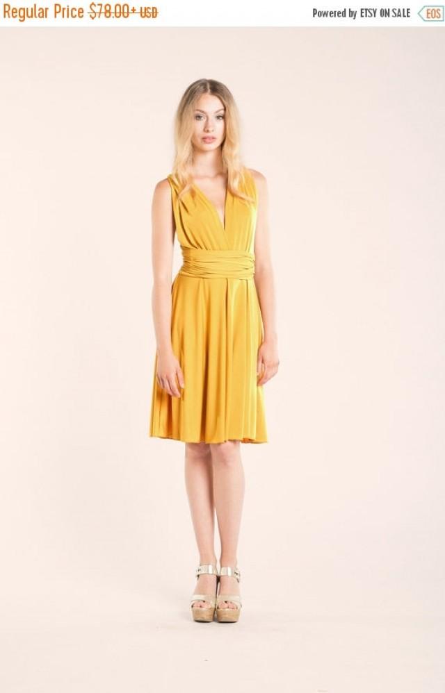 BLACK FRIDAY SALE 20% Short Yellow Dress, Mustard Yellow Infinity Dress ...