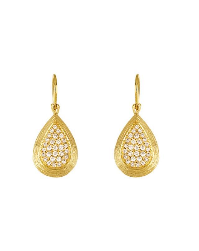 0.40 Carat Diamond Textured 18k Yellow Gold Dangle Earrings ...