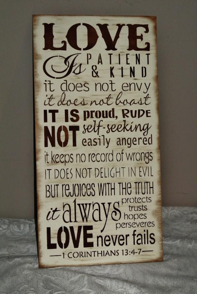 Love Is Patient Love Is Kind Corinthians Bible Verse, Wood Sign ...