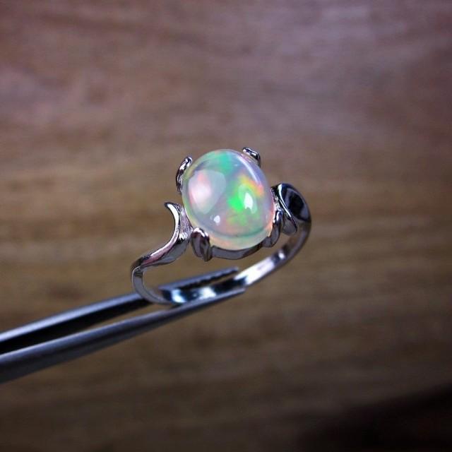 Large Opal Ring, Genuine Opal Ring, Solitaire Ring, Gemstone Ring, Oval ...