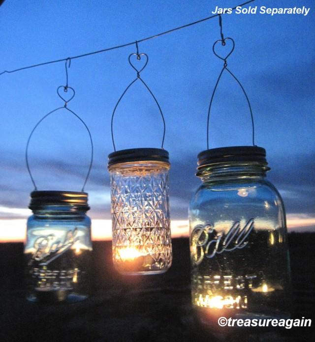 Valentine's Day DIY Heart Hanging Jar Vase Or Candle Mason Jar Heart ...