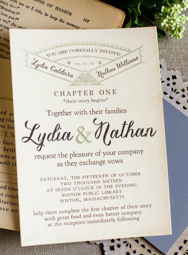 Vintage Story Book Wedding Invitation -literary Wedding - Library ...