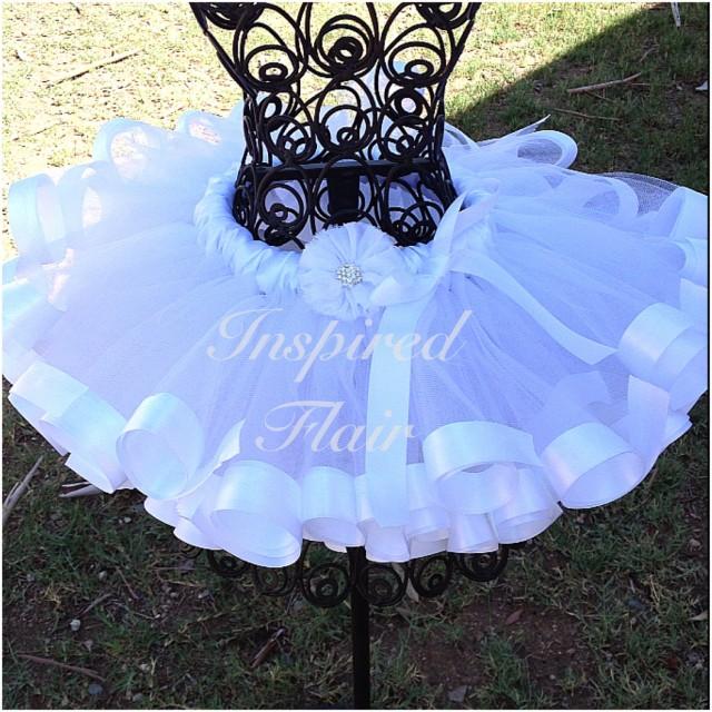 Flower Girl White Tutu Skirt- Wedding- Birthday Tutu- Girls Tutu- Baby ...