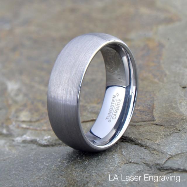 Brushed Tungsten Ring, Tungsten Wedding Band, Domed, Custom Laser ...