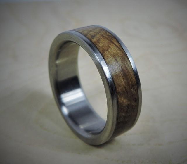 Titanium Ring, Wood Ring, Custom Made Ring, Wedding Ring, Charred Oak ...