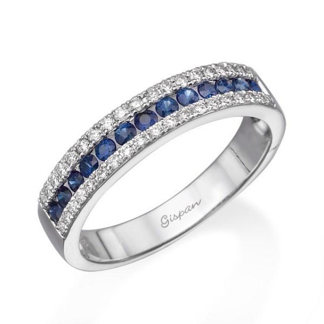 Blue Sapphire Ring, Engagement Ring, Wedding Band, Wedding Ring, White ...