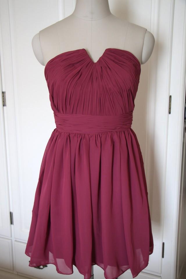 Red Purple Short/Floor Length Strapless Bridesmaid Dress Chiffon Red ...